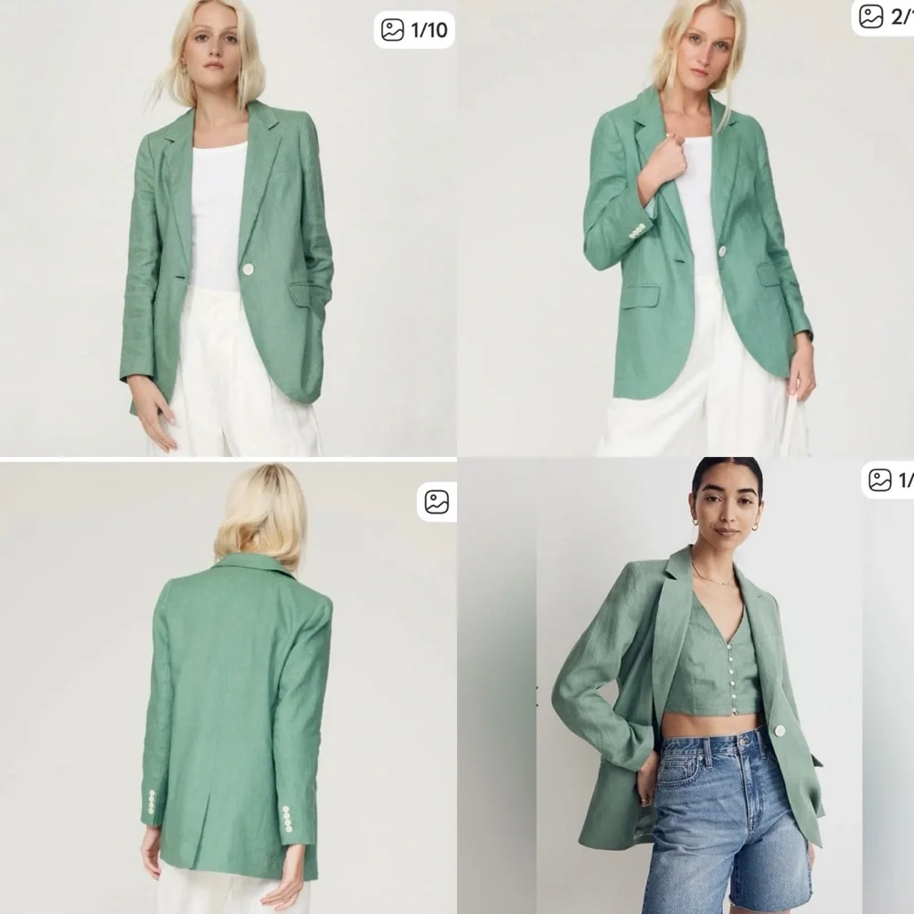Madewell SeaFoam Green new with tags linen blazer large - Picture 3 of 9